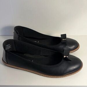 Anne Klein Black Leather Loafers with Bow